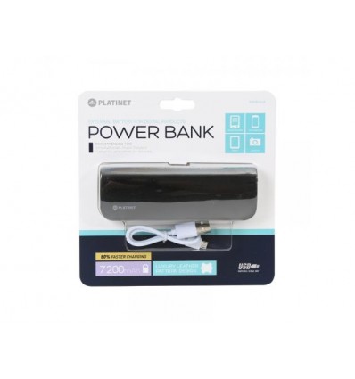 PLATINET POWER BANK LEATHER 7200mAh BLACK+microUSB CABLE